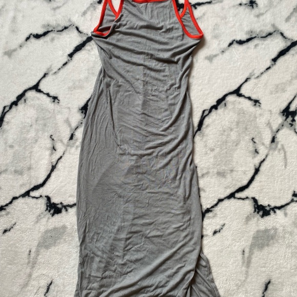Grey Below the Knee, Stretchy Italian Square Neckline Dress - Picture 3 of 11